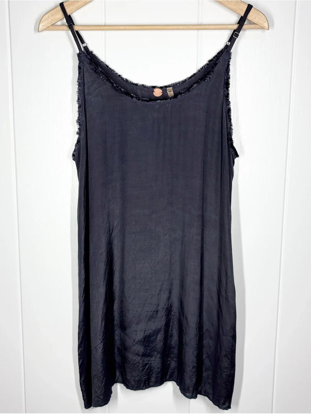 Free People Women’s Raw Edge Frayed Cami Size Small Navy Blue